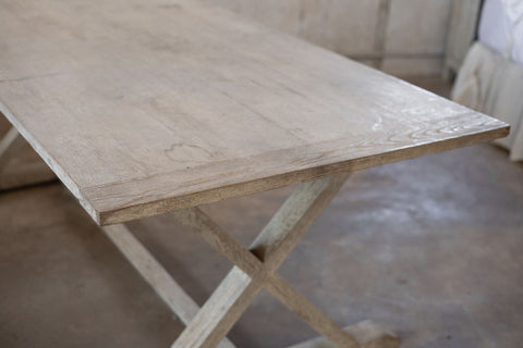 Wooden table with a rustic design in an indoor setting