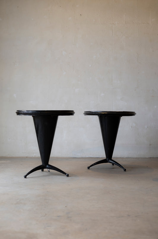 Pair Of Iron and Wood Bistro Tables