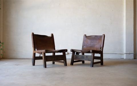 Set of 4 Spanish Leather Sling Chairs